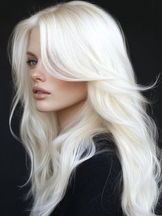 Platinum Blonde Hair With Black Tips, Blonde Looks, Platinum Blonde Hair Color Ideas, Platinum Blonde Ombre, Grey Hair Journey, Platinum Blonde Pixie, 2025 Style, Platinum Blonde Hair Color, Long White Hair