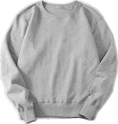 Classic Cotton T-shirt, Classic Gray Sweatshirt With Ribbed Cuffs, Comfortable Gray Crew Neck Sweatshirt, Classic Gray Sweatshirt With Ribbed Collar, Cotton Tops With Ribbed Collar, Solid Cotton Top With Ribbed Collar, Cotton Top With Ribbed Collar, Comfortable Cotton Crew Neck Sweater, Casual Solid Color Relaxed Fit Sweatshirt