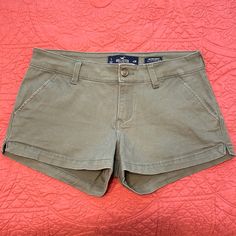 Olive Green; 3 Inch Inseam Hollister Shorts, Mid Rise Shorts, Hollister, Mid Rise, Olive Green, Womens Shorts, Green, Women Shopping, Clothes