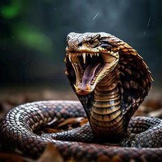 a close up of a snake with its mouth open