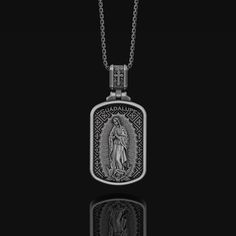 Our Lady Of Guadalupe, Christian Christmas Gift, Personalized Silver Necklace, Guadalupe Men's Pendant, Religious Virgin Mary Necklace ✦ Jewelry Details ✦ * Material: 925 Sterling Silver * Pendant's Dimensions: 17x27mm * Weight: 12-13 grams * Finish: Oxidized, Polished, Gold * Stamp: 925 * Bail: 4mm * Ideal for daily use with an oxidized finish on 925 sterling silver, which makes details more attractive and eye-catching! * It can also be made in 8K - 10K - 14K - 18K white/rose/yellow gold. Conta Guadalupe Necklace, Christian Christmas Gift, Jesus Necklace, Mary Necklace, Virgin Mary Necklace, Jewelry Details, Our Lady Of Guadalupe, Lady Of Guadalupe, St Jude