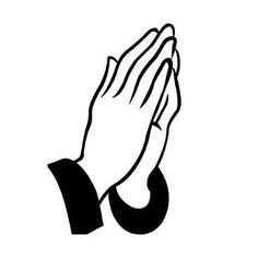 a black and white drawing of a praying hand