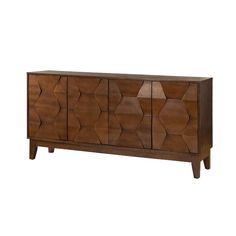 the sideboard is made from wood and has geometric designs