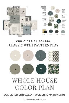 the whole house color plan is shown with different colors and patterns for each room in the house