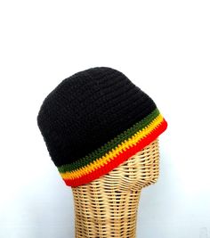 This an artistic skullcap crochet beanie short Beanie Rasta hat . This Hat is unisex that looks great on both men and women . This Hat is very durable and can be used as a special gift. This newsboy cap made from 100% cotton . Color : Black Red green yellow brown Material: 100% Natural cotton Please Visit our store: https://www.etsy.com/shop/Avivahandmade Thank You For Watching Casual Black Crochet Hat For Festival, Adjustable Black Crochet Hat For Festivals, Black Crochet Hat For Festivals, Black Crochet Hat For Festival, Black Adjustable Crochet Hat For Festivals, Black Crochet Festival Hat One Size, Black Crochet Cap, Black Crochet Hat For Festivals (one Size Fits Most), Black Crochet Cap Hat