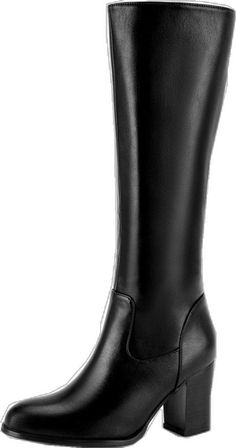 Chic Formal High Heeled Boots, Formal Almond Toe Platform Boots For Wide Calves, Elegant Wide Calf Faux Leather Knee-high Boots, Elegant Wide Calf Knee-high Boots In Faux Leather, Faux Leather Mid-calf Boots With Round Toe For Office, Trendy Almond Toe Office Boots, Trendy Almond Toe Boots For Office, Elegant High Ankle Boots For Work, Sleek Faux Leather Office Boots