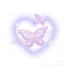 two butterflies flying in the shape of a heart with crosses on it's sides