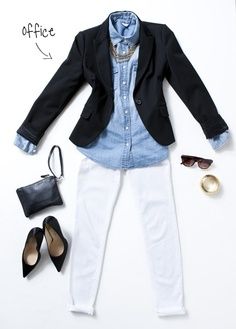 . White Dress Pants, Outfit Jeans, Work Style, Work Wardrobe, Black Blazer