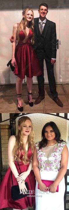 Burgundy Prom Dresses Short, A Line Cocktail Party Dresses With Pockets, Sexy Homecoming Dresses Open Back, Simple Graduation Dresses V Neck Simple Graduation Dresses, Modest Homecoming Dresses, Burgundy Prom Dresses, Burgundy Homecoming Dresses