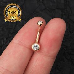 Sold in a single piece Material: 14K Solid Gold (Stamped 14K for Purity Authenticity) 5A Grade Cubic Zirconia Gemstones  Size: Bar Thickness: 14 Gauge (1.6mm) Bar Length: 8mm, 10mm, 12mm Top Ball:4mm Bottom ball: 6mm 14K Solid Gold Round CZ Belly Button Ring/ Non Dangle Belly Button Jewelry/ Navel Ring/ Gold Belly Ring/ Belly Piercing/ Navel Piercing Gold/Mother's day/Gift for her/Mother's day jewelry gift/Christmas gift/Valentine's Day Gift/Minimalist Jewelry/Minimalist earrings/Dainty Jewelry/ Piercing Navel, Gold Belly Ring, Belly Button Jewelry, Navel Ring, Navel Piercing, Belly Piercing, Ringe Gold, Belly Button Ring, Navel Rings