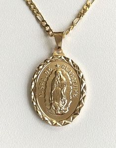 18K GOLD FILLED CADENA DE GUADALUPE 18"/..PARA PROSPERIDAD, BUENA SUERTE Y PROTECCION. DIJE: 30  mm x 18 mm  18K GOLD FILLED GUADALUPE NECKLACE 18".FOR GOOD LUCK ,PROSPERITY AND PROTECTION. PENDANT :  30 mm X 18 mm Mexican Jewelry Necklaces, Gold Mexican Necklace, Catholic Jewelry Necklace, Mexican Necklace, Guadalupe Necklace, Protection Pendant, Mexican Jewelry, Catholic Jewelry, For Good Luck