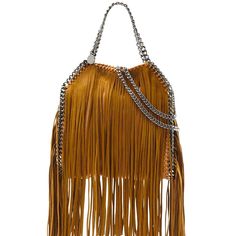 Stella Mccartney Falabella Fringe Fold Over Mini Crossbody Bag Vegan Mini Shaggy Deer Fringe Crossbody Bag With Top Handles. Signature Whipstitched And Chain Trim Shapes Shoulder Strap. Magnetic Snap Closure. Interior Flat Pocket. In Excellent Condition. Only Used A Couple Of Times Briefly. There Is Some Scratches And Marks On The Snap Closure, But Otherwise, No Signs Of Wear. I Stored It Hanging As Well, So The Fringes Won’t Get Creased. W 10", H 10"H, D 3" Handle Drop 4.5" Strap Length 41.73” Elegant Brown Bag With Fringe, Chic Brown Fringe Hobo Bag, Brown Top Handle Bag With Chain Strap, Luxury Top Handle Shoulder Bag With Fringe, Luxury Fringe Tote Shoulder Bag, Luxury Shoulder Bag With Fringe, Chic Fringe Top Handle Shoulder Bag, Luxury Fringe Bag For Shopping, Luxury Fringe Rectangular Bag