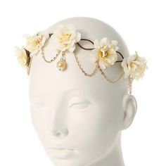 Chain Crown, Flower Crown Headband, Cream Flower, Burgundy Flowers, Ivory Flowers, Fashionable Jewelry, Cream Flowers, Flowering Vines, Fantasy Jewelry