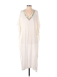 America & Beyond Casual Dress Size: P Ivory Dresses - used. 100% Viscose, V Neck, Long, 3/4 Sleeve | America & Beyond Casual Dress: Ivory Dresses - Used - Size P Beige 3/4 Sleeve Dress For Beach, White V-neck Kaftan For Spring, Beige 3/4 Sleeve Dress For Vacation, Cream Beach Cover-up Dress For Spring, Summer Long Sleeve Cream Kaftan, Summer Cream Long Sleeve Kaftan, Cream Long Sleeve Kaftan For Summer, Long Sleeve Cream Kaftan For Summer, Elegant Maxi Dress With 3/4 Sleeves For Beach