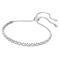 Infused with subtle elegance and timeless sparkle, this delicate cupchain bracelet would make a lovely Mother's Day gift. The design combines white stones and rhodium plating, finished with an adjustable sliding closure to fit any wrist size. The perfect partner for everyday outfits, it stacks easily with other bracelets and would be a welcome addition to any jewelry box. Article no.: 5465384 Minimum length: 4 3/8 inches Maximum length: 8 5/8 inches Material: Crystals, Rhodium plated Color: Whit Stylish Watches For Girls, Flowers For Men, Bracelet Tennis, White Stones, White Bracelets, Girls Watches, Stylish Watches, Gold Plated Bracelets, Swarovski Jewelry