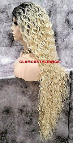 Blonde Wig Middle Part Curls, 613 Long Curly Wig, Curly Middle Part, Long Ice Blond Wigs, Blonde Wig Mannequin, 100 % Human Hair Wigs With Best Lace Blond Ombre, Ombre Brown, Silver Ombre, Full Wig