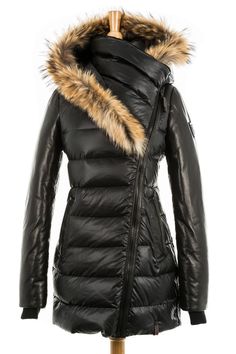 Winter Coats Outfits, Leather Coat With Fur, Coats Outfits, Boutique Art, Winter Fashion Coats, Leather Sleeves, Jackets Women, Leather Sleeve, Down Parka