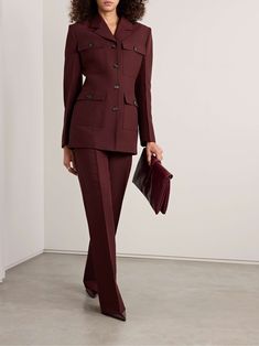 FERRAGAMO Faille blazer Aesthetic Office Outfit, Soap Notes, Burgundy Aesthetic, Aesthetic Office, Work Fits, Cloth Design, Sport Swimwear, Sports Skirts, Pretty Clothes