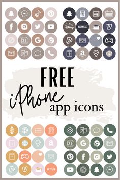 the free iphone icons are displayed in different colors and sizes, including black, white, gray