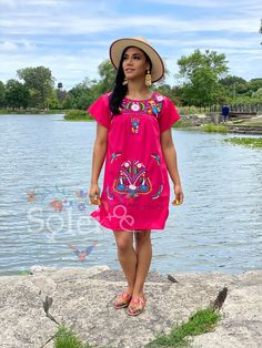 Want to match with your mini me? This Beautiful Women's and Girl's Mexican Dress is perfect for matching at a special event or just for fun! The price listed includes one adult size dress and one child's size dress. There are two length options for the women's dress: 1. Short 2. Long Pink Embroidered Short Sleeve Summer Dress, Pink Embroidered Summer Dress With Short Sleeves, Embroidered Summer Holiday Dresses, Pink Cotton Holiday Dress, Pink Cotton Embroidered Dress With Short Sleeves, Pink Cotton Dress For Fiesta, Kids Traditional Dress, Mexican Party Dress, Anniversary Outfit