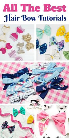 several different types of bow ties with the words, all the best hair bow tutors