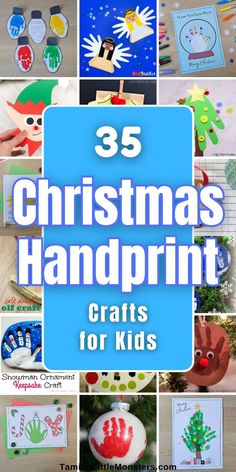 christmas handprint crafts for kids with the title overlay that reads 35 christmas handprint crafts