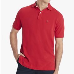 Tommy Hilfiger Nwt! Regular Fit Red Apple Polo Shirt Size L Measures Approximately: Armpit 16 Inch Length 22 Inch Classic Red Fitted T-shirt, Red Cotton Polo Shirt For Summer, Summer Red Cotton Polo Shirt, Casual Red Tommy Hilfiger T-shirt, Casual Red Collared Polo Shirt, Red Casual Polo Shirt, Casual Red Polo Shirt, Classic Fitted Red T-shirt, Classic Red Polo Collar T-shirt