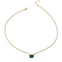 This gorgeous emerald necklace stone is made from a sterling silver and a simulated emerald with 14k gold plated . All of our products are carefully packaged. Keep them in a box or separately in a plastic bag. so that sterling silver does not oxidize. you can clean the products with a soft polishing cloth. Avoid Chemicals. Luxury Cubic Zirconia Necklace For May Birthstone, Classic Green Jeweled Necklace, Luxury Green Diamond Necklace As Gift, Luxury Green Diamond Necklace Gift, Luxury Green Emerald Gold-plated Necklace, Fine Jewelry With Green Clavicle Chain, Gold Tennis Necklace With Gemstones As Gift, Emerald Clavicle Chain Necklace Fine Jewelry, Elegant Green Tennis Necklace With 17 Jewels