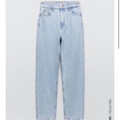 Nwt Zara. High Rise Mom Fit Light Blue Denim Jeans. Zipper Fly. Zara Relaxed Fit Blue Jeans, Zara Blue Relaxed Fit Jeans, Zara High Rise Blue Jeans, Casual Blue Zara Jeans, Zara Casual Blue Jeans, Zara Wide Leg Jeans, Zara Mom Jeans, Light Blue Denim Jeans, Mom Fit Jeans