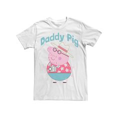 a white t - shirt with the words daddy pig on it