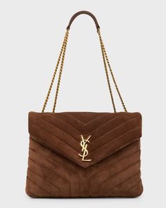 Get free shipping on Saint Laurent Loulou Medium YSL Monogram Suede Flap Shoulder Bag at Neiman Marcus. Shop the latest luxury fashions from top designers. Ysl Shoulder Bag, Bronze Hardware, Classy And Fabulous, Monogrammed Items, Zip Pouch, Leather Chain, Bergdorf Goodman, Brown Gold, Zipper Pouch