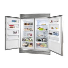 Forno Rizzuto 60 in. 27.6 cu. ft. Pro-Style Dual Combination Fridge/Freezer Refrigerator in Stainless Steel This 27.6 cu.ft. Refrigerator/Freezer Combo Unit is the perfect size for any kitchen, allowing you to store all of your refrigerated and frozen items with ease. It features interchangeable refrigerator/freezer zones that make it easy to customize the temperature settings according to your needs. The Electronic Control feature allows you to easily adjust the temperature settings on the refr 36 Inch Gas Range, Refrigerator Wall, Refrigerator And Freezer, Microwave Drawer, Kitchen Appliances Refrigerators, Luxury Appliances, Kitchen Appliance Packages, Built In Refrigerator, Outdoor Appliances