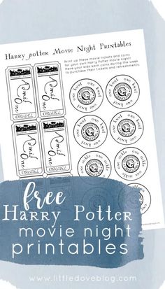 free harry potter movie night printables for kids to use on their own books