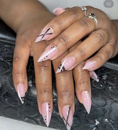 Coffin And Pointy Nails Together, Nail Ideas Pointy Shape, Ballerina Nails Designs, Nail Organization, Acrylic Nails Almond Shape, Dot Nail Designs, Natural Acrylic Nails, 2024 Nails