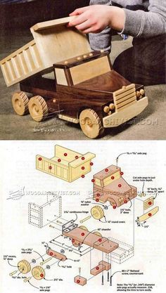 an old wooden toy truck with instructions on how to make it and what to use it