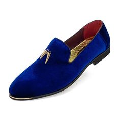 PRICES MAY VARY. ✫【HIGN-END VELVET & QUALITY SOLE】These royal blue dress shoes are made of high-graded velvet upper, for a classic and chic look. The durable non-slip rubber outsole provides just the right amount of traction as well as extended durability. ✫【STYLISH & COMFORTABLE】With our designer golden ornament and the unique anti-kick band around the toe area, this stylish smoking slipper will be easy to match with your various kinds of suits. It's light-weighted and breathable, the removable Blue Velvet Tuxedo Men, Velvet Tuxedo Men, Royal Blue Dress Shoes, Blue Velvet Tuxedo, Velvet Dress Shoes, Black Velvet Loafers, Blue Dress Shoes, Suede Dress Shoes, Velvet Tuxedo