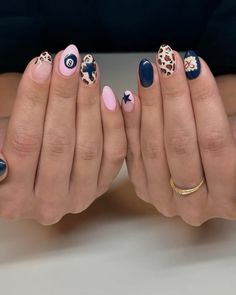 Bday Gel Nails, Nail Inspo Fall Almond, Acrylic Nail Designs For Halloween, Pink And Navy Nails Ideas, Cool Nail Inspo Fall, Brandy Melville Nails, Girly Acrylic Nails Almond, Easy Gel X Nail Designs, Fun Colorful Nail Designs