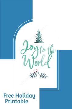 a blue and white christmas card with the words joy to the world