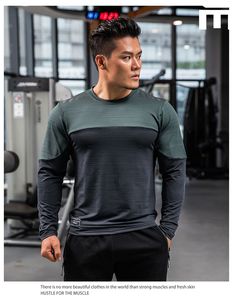 Long Sleeve Spandex Men’s Sports & Workout T Shirt Long Sleeve Athleisure T-shirt For Running, Athletic Fit Sportswear T-shirt For Yoga, Gray Long Sleeve T-shirt For Workout, Stretch Dri-fit Activewear For Workout, Stretch Dri-fit Tops For Gym, Stretch Dri-fit Tops For The Gym, Long Sleeve Sportswear T-shirt For Workout, Dri-fit Crew Neck Activewear For Gym, Functional Green Tops For Sports Events