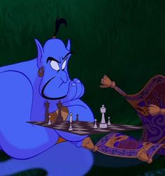 an animated character is playing chess with another character in the disney movie's avatar