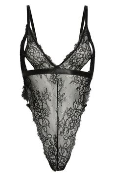 With an adjustable fit, sheer mesh insets and perfectly placed lace, this open-back teddy is the ideal invitation. Style Name:Oh La La Cheri Zuria Open Back Lace Teddy. Style Number: 6238018. Teddy Style, Open Back, Nordstrom, Mesh, Lace, Clothes For Women, Women's Top, Clothes, Black