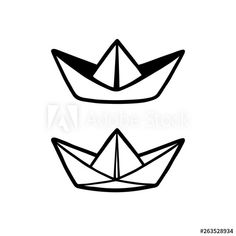 two paper boats on white background