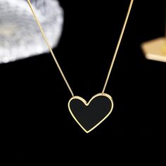 Embrace your bold and stylish side with our Black Heart Pendant Waterproof Stainless Steel Necklace. This necklace features a unique black peach heart pendant, crafted from durable stainless steel. Make a statement and add a touch of elegance to any outfit with this must-have accessory. Black Peach, Party Necklace, Heart Pendant Gold, Steel Necklace, Big Heart, Black Heart, Metal Necklaces, Coque Iphone, Stainless Steel Necklace