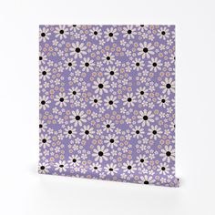 a purple and black flowered pattern on a white background canvas print wall art decor