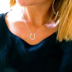 Silver+Horseshoe+Necklace+//+Good+Luck+Necklace+//+by+delialangan,+$47.00 Silver Horseshoe Necklace Nickel Free, Horseshoe Shaped Sterling Silver Necklaces, Horseshoe Necklace Silver, Silver Sterling Silver Horseshoe Necklace, Sterling Silver Horseshoe Necklace For Gifts, Silver Horseshoe Necklace For Gift, Dainty Horseshoe-shaped Jewelry Gift, Silver Horseshoe Necklace, Nickel-free Silver Horseshoe Necklace