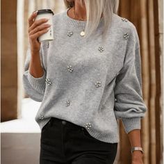 New Rhinestone Gray Detailed Sweater Long Sleeve Round Neck Pullover Armpit To Armpit 22.45” S,4,M,6 Length 21.7” 100% Acrylic Keywords: Holidays Season Winter Summer Spring Fall Luxury Chanel Christmas Ladies Woman’s Wear Winter All Season Shirts & Blouses Jersey Tops Party Day Going Out Shirts White Accessories Dress Style Cocktail Sleeves Cardigan Pair With Sweater Preppy Sexy Hot Boho Trendy Vogue Posh Sassy Girly Date Night Elegant Dressy Fashionable Chic Tomboy Simple Bold Fun Classy Offic Crossover Sweater, Classy Office, Sweater Preppy, Jersey Tops, Going Out Shirts, Pullover Outfit, White Accessories, Lace Sweater, Women Sweaters