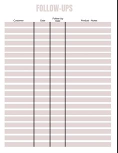 a printable sign up sheet with the words follow - ups