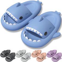 PRICES MAY VARY. 🦈【 Upgrade Shark Slides 】: MUMIK Cute Slippers are made of upgraded EVA healthy material, which is soft and comfortable with excellent flexibility and durability. Our shark shoes curved-designed footbed reduces pressure and keeps feet comfortable even after prolonged wear. 🦈【Upgraded Non-Slip Thickened Sole Design】: MUMIK shark slides use a 1.57inch thick sole, the sole is double non-slip texture, and has an anti-collision design to protect the toes, which is thicker, softer, Shark Sandals, Slides For Kids, Shark Slides, Shark Shoes, Sandals Comfy, Cute Slides, Shark Slippers, Cute Slippers, Slides Slippers