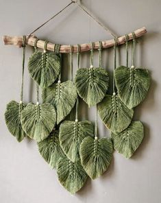 a group of green leaves hanging on a wall