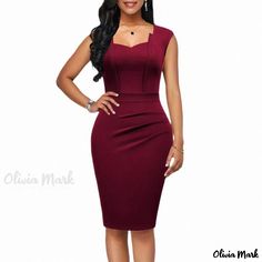 Olivia Mark - Sleeveless Bodycon Pencil Dress for Formal Occasions Fitted Sleeveless Bodycon Dress For Workwear, Sleeveless Bodycon Dress For Summer Office Wear, Sleeveless Bodycon Dress For Office In Summer, Sleeveless Summer Bodycon Office Dress, Dress For Formal, Wrap Around Skirt, Waist Circumference, Vacation Dresses, Pencil Dress